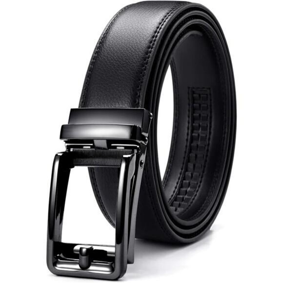 Mens Ratchet Belt Adjustable Leather Dress Belt for Pants Jeans Office Wear - Picture 1 of 7